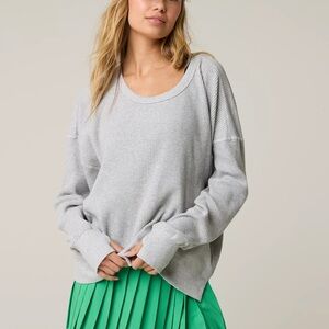 OFFLINE By Aerie Wow! Waffle T-Shirt in Medium Heather Gray